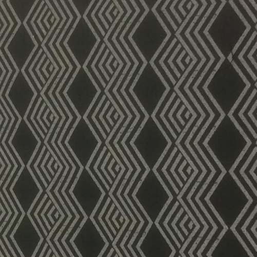 100% Coton motif aztèque gris sur fond noir