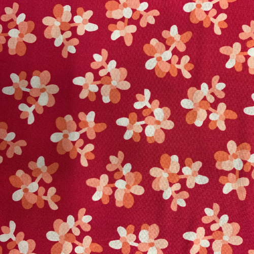 100% coton motifs à Fleurs sur fond rouge