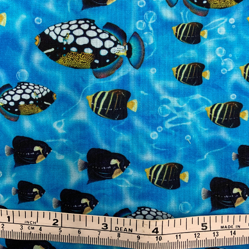 100% coton Collection Océan Poissons noirs