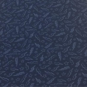 Tissus 100% COTON bleu motif d'éclair