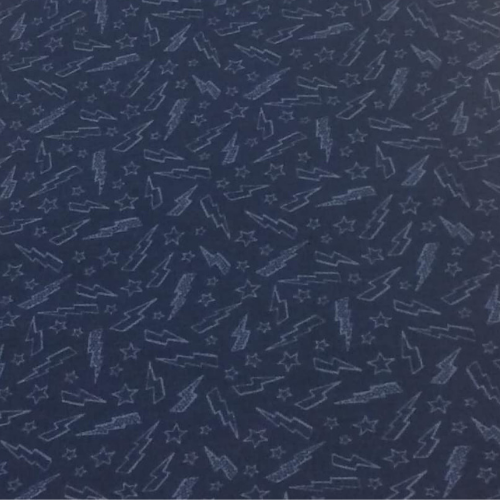 Tissus 100% COTON bleu motif d'éclair